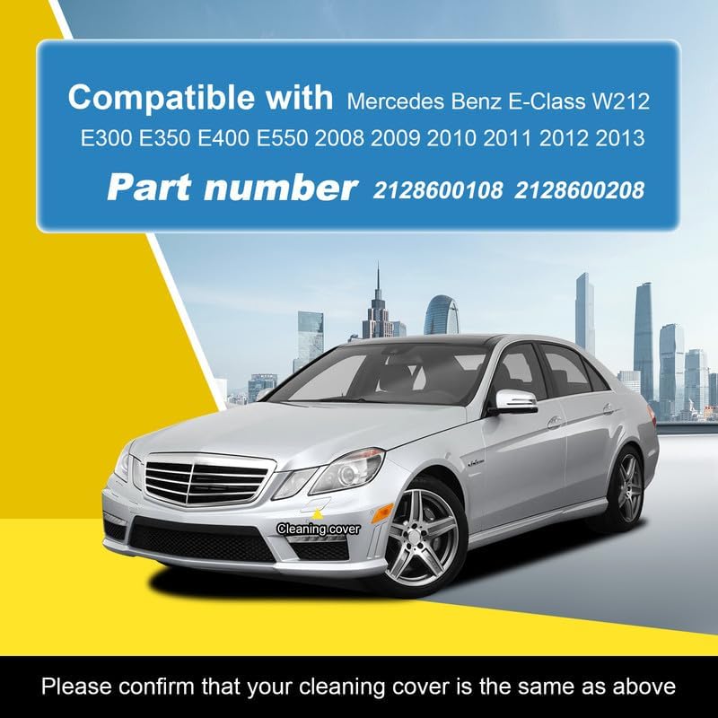 Goholy Car Front Bumper Headlight Washer Nozzle Cover Cap Compatible With Mercedes Benz E-Class W212 E300 E350 E400 E550 2008 2009 2010 2011 2012 2013 Headlight Cleaning Cover 2128600208 Water Spray Cover - Image 2
